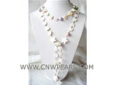 10-14mm white irregular shape natural shell necklace