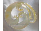 white mother of pearl shell carved curly pendant