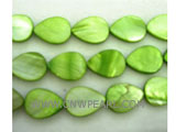 16" 8-9mm green raindrop shape loose shell strand