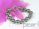 bright brown 12mm round shell pearl bracelet