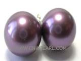 12mm red wine shell pearl earrings with 925 silver hook stud