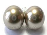 12mm champagne shell pearl earrings with 925 silver hook stud