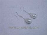 12-15mm shell pearl raindrop earrings, plated silver hook