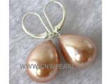 12-16mm champagne raindrop shell pearl earrings