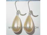 9-13mm yellow raindrop shell pearl earrings, metallic hook