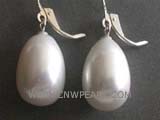8-10mm white raindrop shell pearl earrings, metallic hook