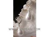 14-18mm raindrop shell pearl earrings, silver plated hook