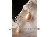 14-18mm champagne raindrop shell pearl earrings