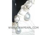 12-14mm white raindrop shell pearl earrings,silver plated hook