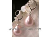 14-18mm pink raindrop shape shell pearl earrings