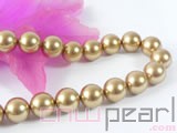 16" 14mm champagne south sea shell pearl beads in strand