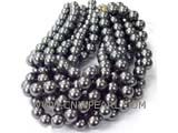 15" 14mm black south sea shell pearl beads in strand