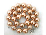 18.5" 14mm bronze color shell pearl necklace
