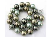 18.5" 14mm multi-color shell pearl necklace