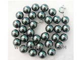 18.5" 12mm black color shell pearl necklace