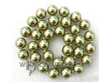 18.5" 12mm deep green shell pearl necklace