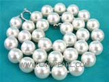 18.5" 12mm white shell pearl necklace