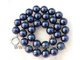 18.5" 12mm dark blue shell pearl necklace