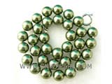 18.5" 12mm olive green shell pearl necklace
