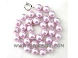 18.5" 12mm peacock green color shell pearl necklace