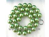 18.5" 12mm apple green color shell pearl necklace