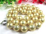 18.5" 12mm cream white color shell pearl necklace