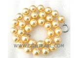 18.5" 12mm light orange color shell pearl necklace