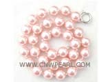 18.5" 12mm pink color shell pearl necklace