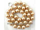 18.5" 12mm golden color shell pearl necklace