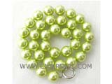 18.5" 12mm lime green color shell pearl necklace