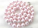 18.5" 10mm pink color shell pearl necklace