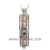 5pcs long cage design sterling silver freshwater pearl pendants