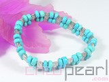6mm blue round natural turquoise & tibet silver bracelet