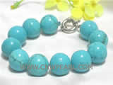 17mm blue round culture turquoise bracelet