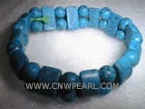 green round and oblong culture turquoise bracelet