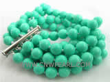 7-8mm green round culture turquoise bracelet