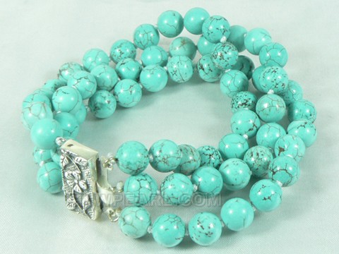 10mm green round culture turquoise bracelet