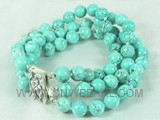10mm green round culture turquoise bracelet
