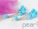 6-12mm blue flat natural turquoise earrings