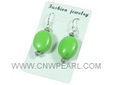 10-15mm green ellipse natural turquoise earrings