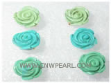 12mm carve flower natural turquoise earrings