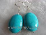 20-25mm blue ellipse natural turquoise earrings