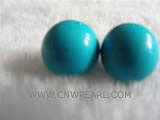 8mm blue round natural turquoise earrings with 925 silver clasp