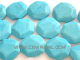 35mm blue face natural loose turquoise strand