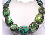 25-45mm dark green elliptical turquoise necklace