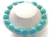 14-24mm green elliptical natural turquoise necklace