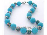 18mm blue round natural turquoise necklace