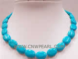 17-20mm blue ellipse natural turquoise necklace