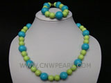 12mm red & 14mm green natural turquoise necklace and bracelet