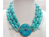 8-16mm blue ellipse natural turquoise necklace